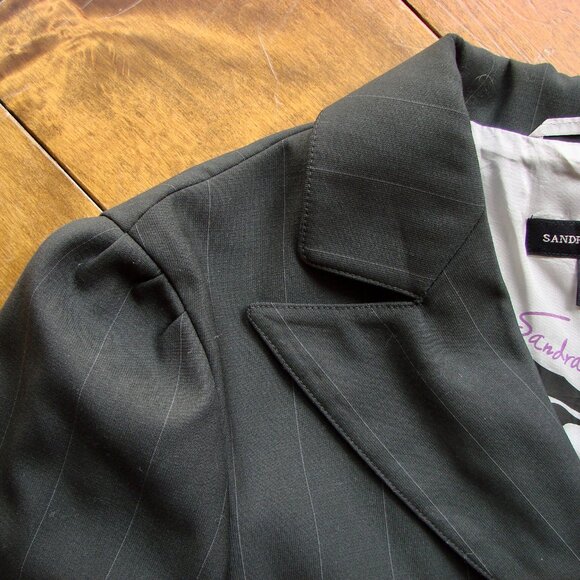 Sandra Angelozzi Black Pinstripe Blazer Jacket Button Office Size EU 42 Large - Picture 11 of 15